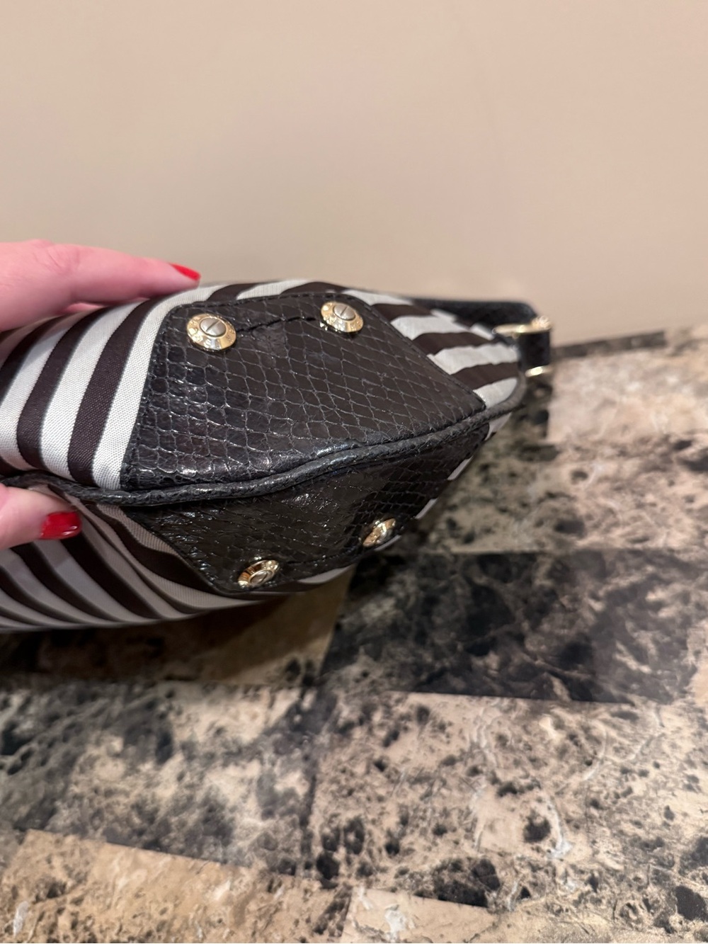 Henri Bendel 712 5th Ave Centennial Striped Hobo Bag - Picture 6 of 14